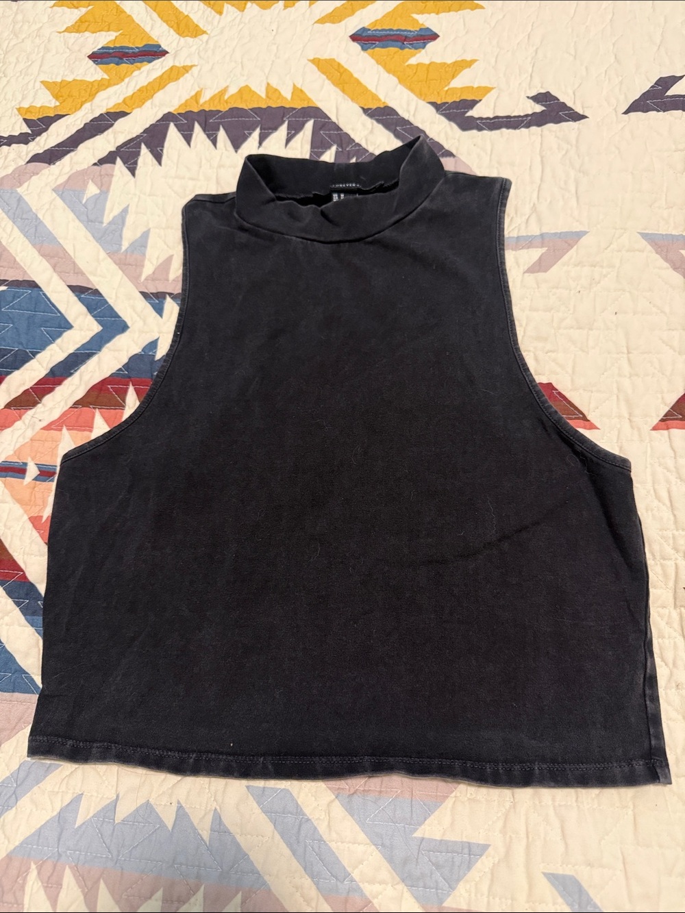 Forever 21 Black Mock Neck Crop Tank